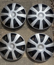 BOXTER DEEP DISH WHEEL TRIMS COVER BLACK & SILVER FULL SET HUB CAPS 15" 15 INCH 