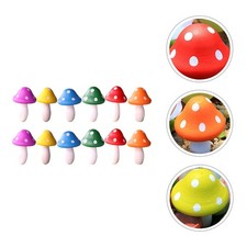 12pcs Wood Mini Mushroom Sculpture Adorable Miniature Garden Ornaments Decor