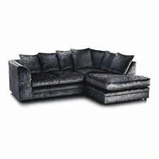 Luxury Life Dylan Crushed Velvet Right Hand Chaise 4 Seater Corner Sofa - Black