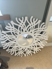 White Mirror Large  Wood Painted Very Pretty Starburst Whimsical