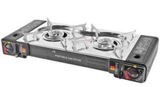 Portable Double Burner Gas Stove Camping {TESTED AND SLIGHTLY BENT }