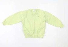 foque Boys Green V-Neck 100% Cotton Pullover Jumper Size 7 Years Pullover