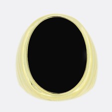 Gold Signet Ring - Oval Onyx