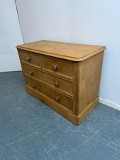 A Lovely Waxed Victorian Antique Pine 4 Drawer Moulded Chest of Drawers
