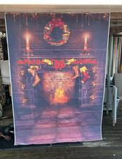 Christmas Fire Place Vinyl Back Drop 150 x 210cm 5ft x7ft