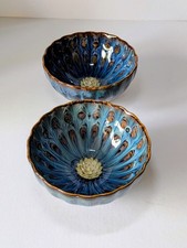 Pair studio pottery bowls - pottery,