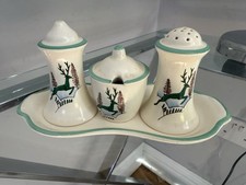 Crown Devon Greeenland Leaping Deer Condiment Set Rare Nigella Christmas 1950s 