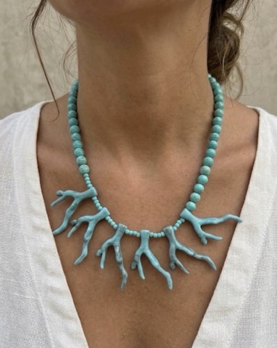 Coral and turquoise imitation - and,