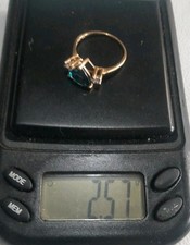 9ct Gold Marambia 3.01ct Trillion London Blue Topaz 0.21 white Zircon Ring 2.57g