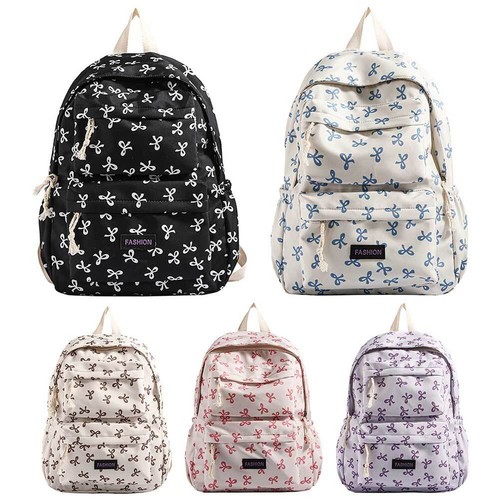 Bow print school backpack - bow,