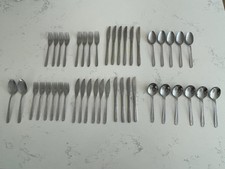 43 X Oneida Vintage Textura Cutlery Bundle Forks Knives Dessert Spoons Teaspoons