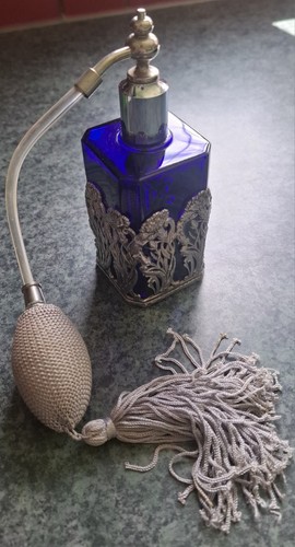 Perfume atomiser blue glass - perfume,