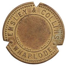 LINCOLNSHIRE, WHAPLODE, EMSLEY & COLLINS, ONE 1 PENNY TOKEN by VAUGHTON (#6628)