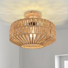 Boho Rattan Ceiling Light Vintage Chandelier Lamp Bohemian Restaurnt Cafe BarE27