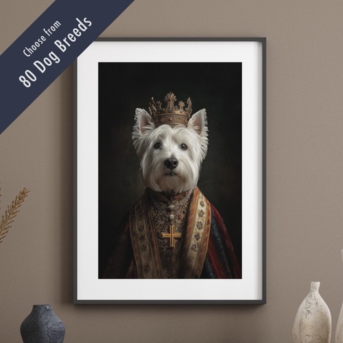 Royal dog portrait print - royal,