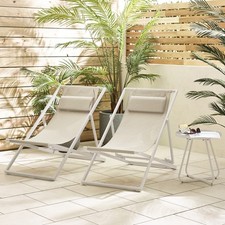Corsica 2 x Metal & Textilene Fabric Deck Chairs