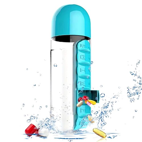 Sports water bottle 600ml pill - water,