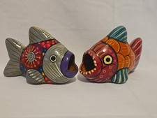 Mexican Pottery Fish Set Of 2