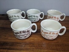 Set of 5 "Soup of the day" Vintage Churchill England Soup Bowls with Handles