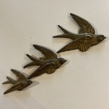 Vintage Brass Swallows/Swifts/Birds - Set Of 3 Wall Hanging Decorative 