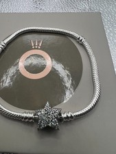 Pandora 925 Charm Bracelet CZ Star Clasp Bracelet |  7.15 Inches 19cm