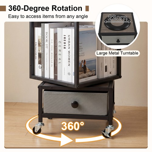 Rotating bookshelf wheels - rotating,