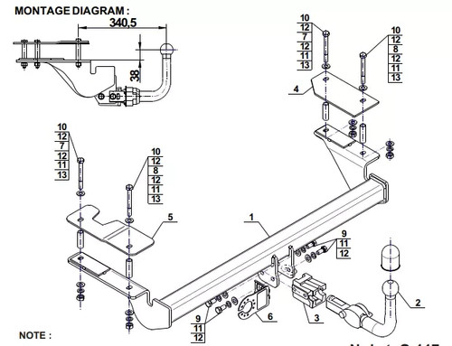 Detachable tow bar for - tow,