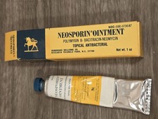 1981 Vintage 1 oz Neosporin Original Box Tube Bacitracin Unicorn Logo 80s 