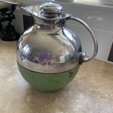 Vintage Thermos Flask Jug /carafe 1950/1960 model 70 green & chrome