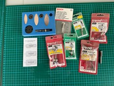 A selection of Two Flute Cutters - 1/4" Shank, and a Biscuit Jointer Set