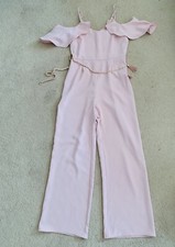 River Island RI Luxe Edition Pink Belted Cold Shoulder Jumpsuit RRP £75! UK 8!