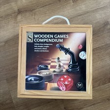 WH Smith Wooden Games Compendium Set Backgammon Chess  Dominoes Ludo