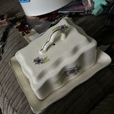 Vintage Romanian Floral Cheese/ Butter Dish Floral Country Kitchen
