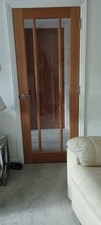 Quality Modern Style 3 Panel Oak Clear Glazed Internal Door (And door Furniture)