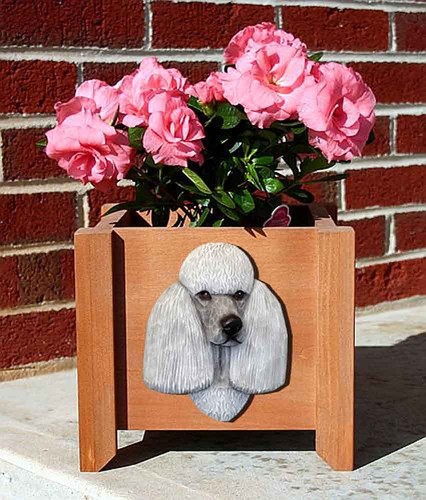 Poodle planter flower pot grey - planter,