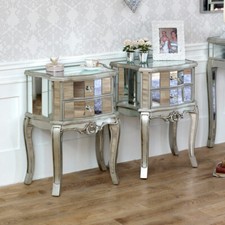 Pair Mirrored Venetian bedside