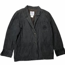 Vintage Fendi Denim Jacket Men’s Large Embroidered Logo Bootleg Long Sleeve