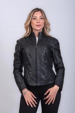 Women black leather jacket - women's,