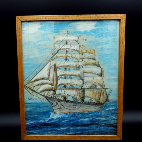 Vintage pastel clipper ship - vintage,