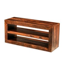 Sheesham Wood TV Stand Media Unit 100cm Solid Mango Brown Open Shelf 