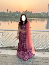 Pink Purple Lehenga Embellished 3 piece Indian Sari dress size 8 10 pristine