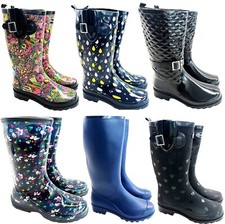 LADIES WOMENS WELLIES FESTIVAL RAIN WATERPROOF GARDEN WELLINGTON BOOTS SHOES SZ