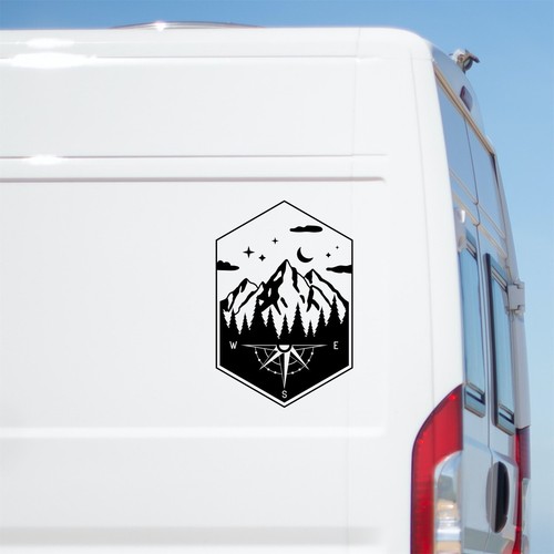 Mountain compass sticker - mountain,