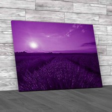 Stunning Sunset Over Field In Provence France Purple Canvas Print Large Picture