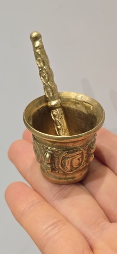 Small decorative brass mortar - brass,