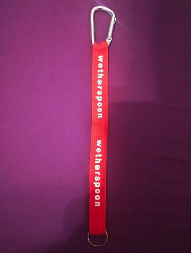 Wetherspoon red fabric keyring - wetherspoon,