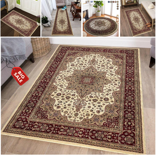 Cream traditional vintage rug - cream,