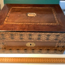 Antique Walnut & Marquetry Writing Slope 30 X 22 X 14 cm