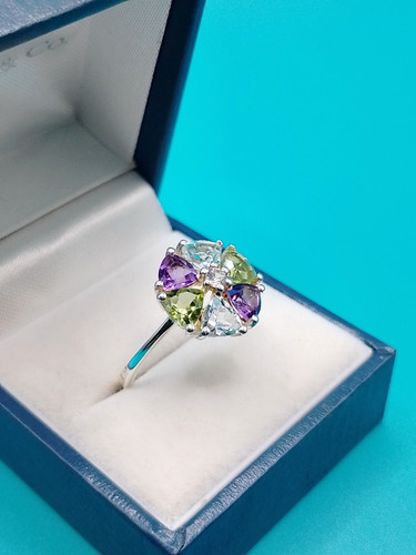 Sterling silver multi gemstone - silver,