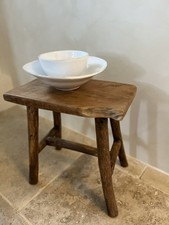 French Stool Wooden Vintage Rustic  